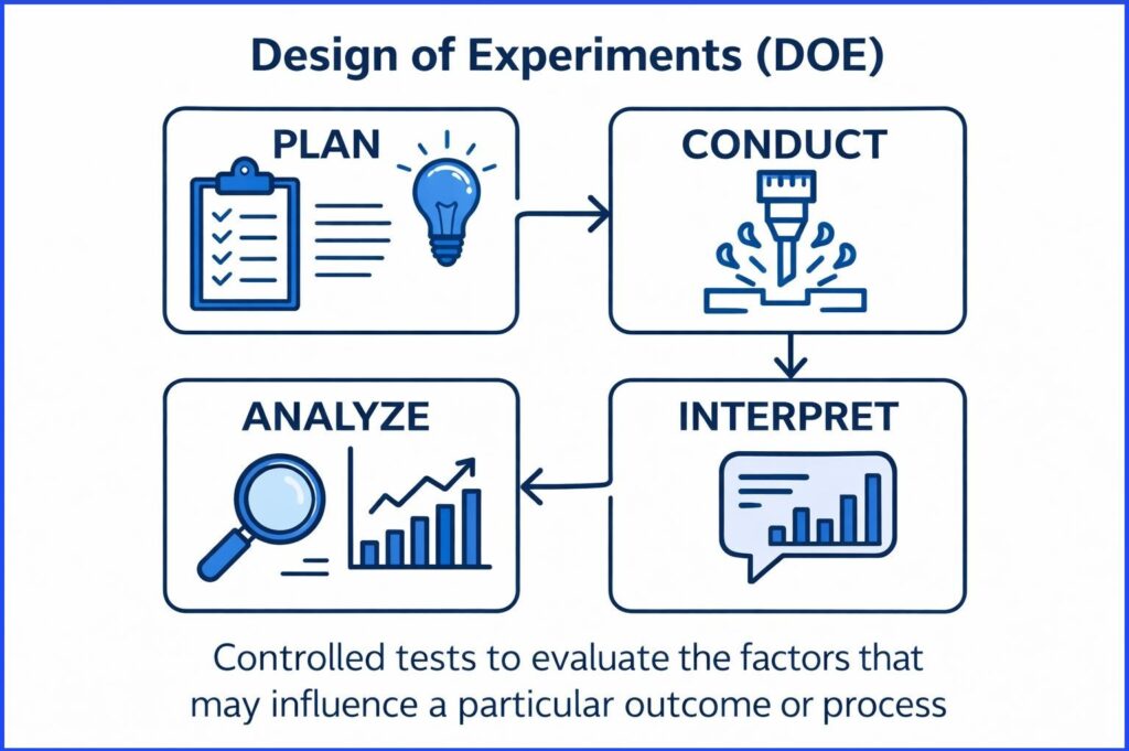 Design of Experiments steps in process engineering
